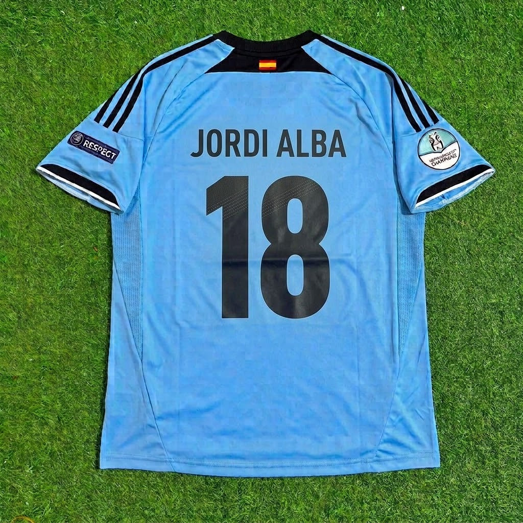 Jordi Alba Spain EURO 2012 Final Retro Football Jersey – Back View