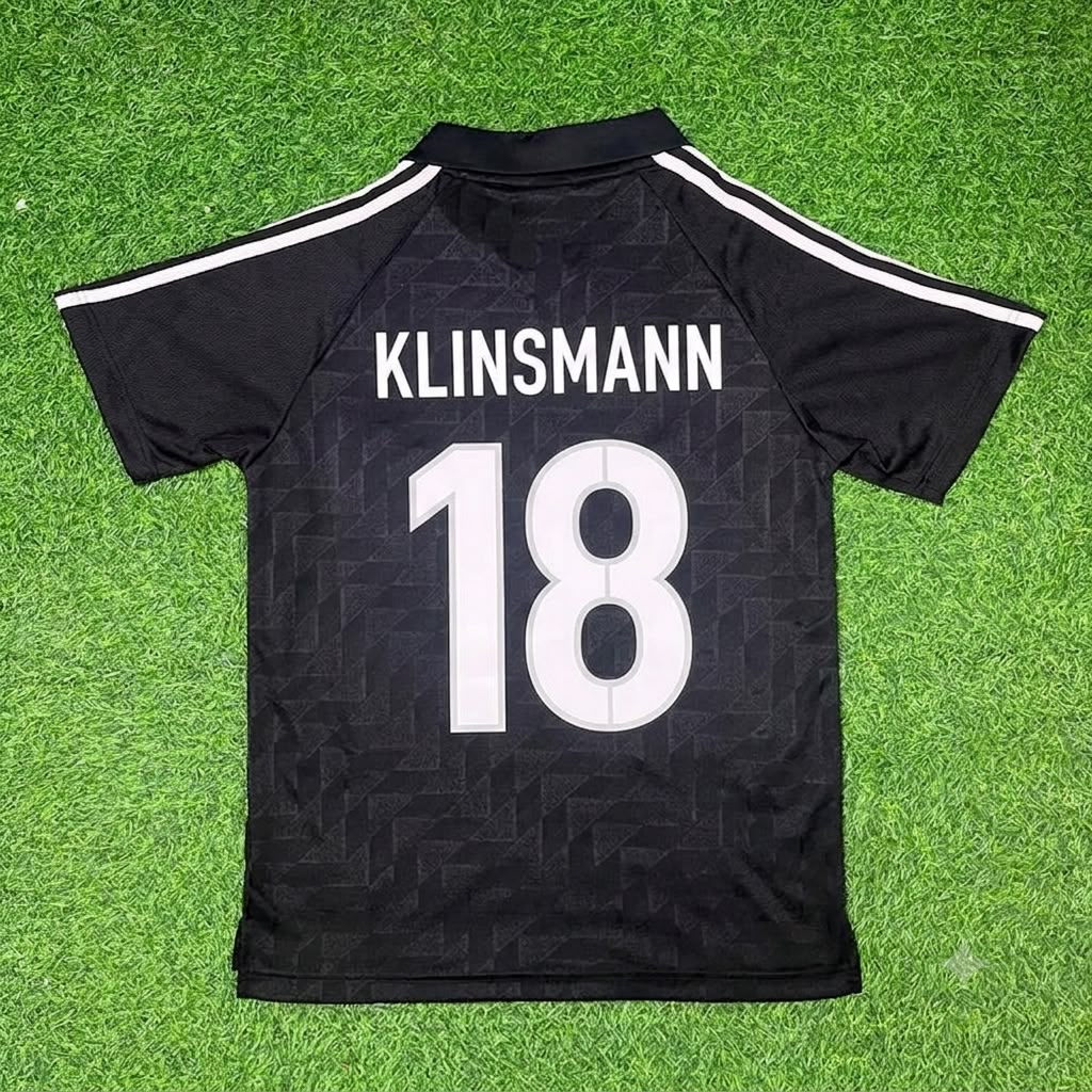 Jürgen Klinsmann Germany Deutschland Schwarzes Retro Fußballtrikot Jersey – Back View