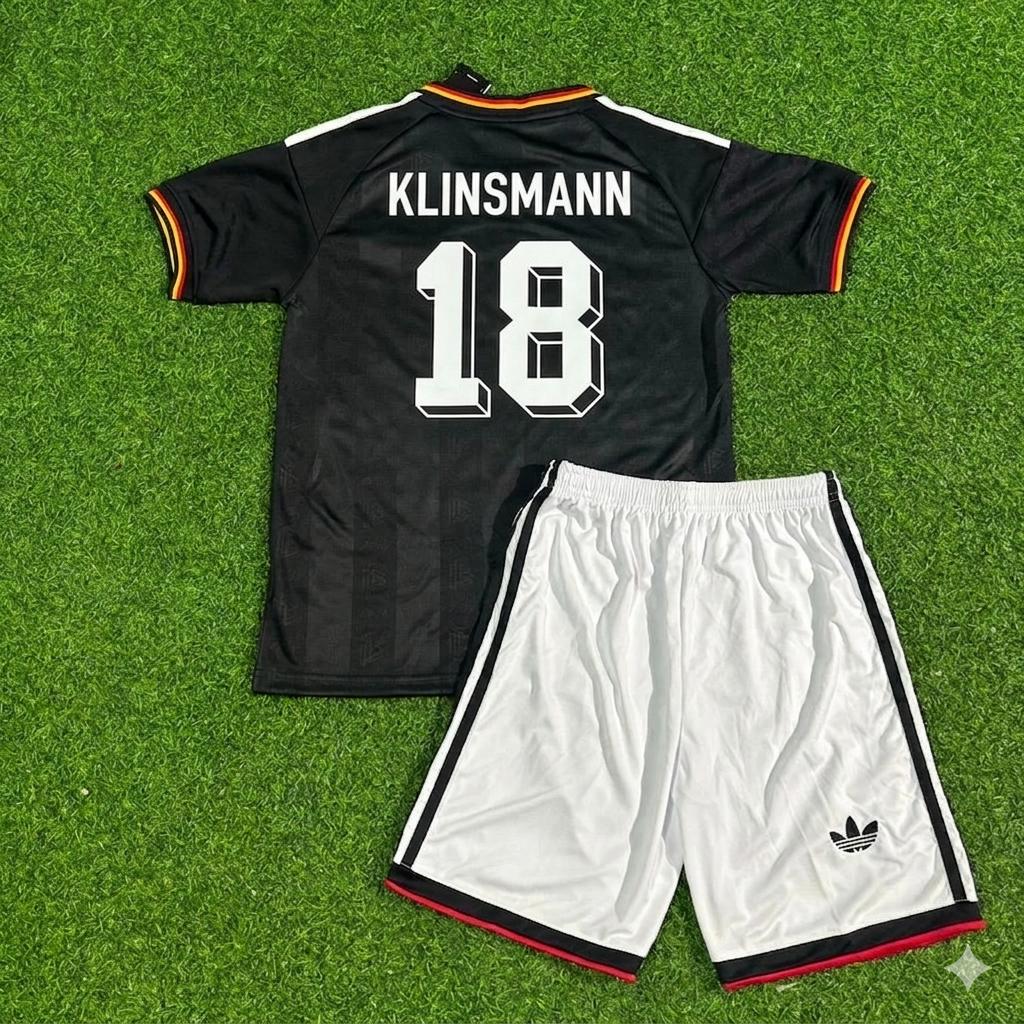 Jürgen Klinsmann Germany Black Retro Kids Football Jersey – Back View