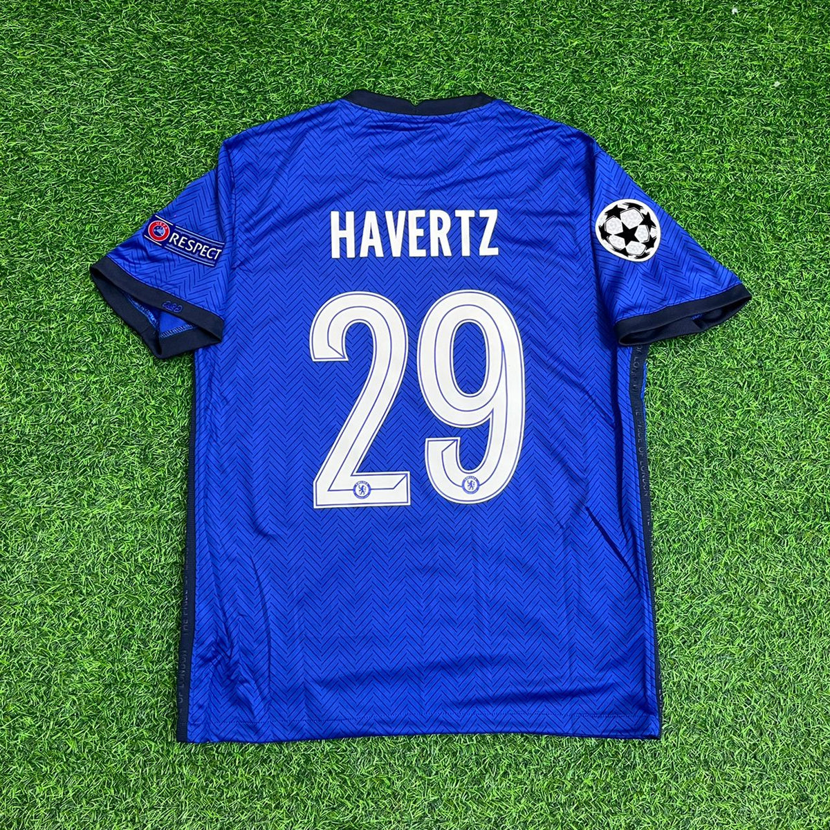 Kai Havertz Chelsea 2021 Champions League Final Blue Retro Football Jersey – Back View