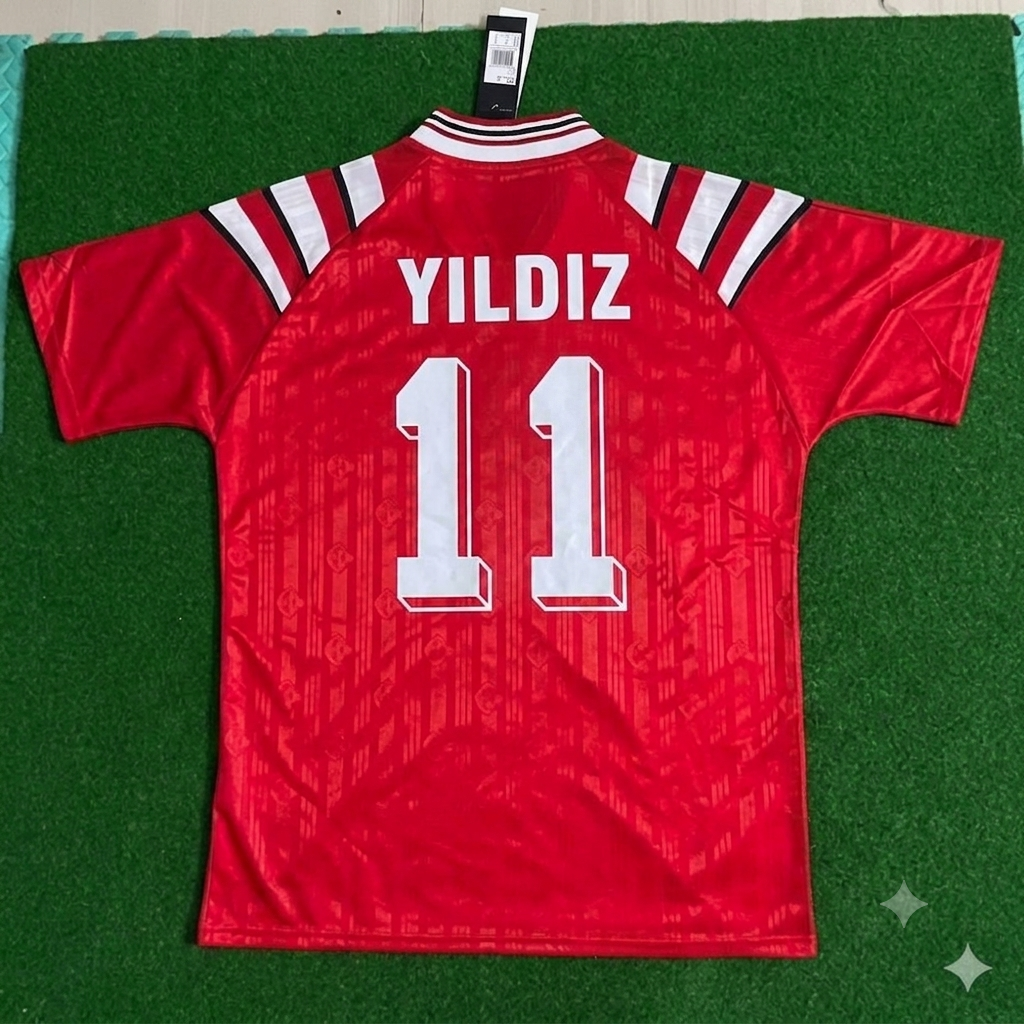 Türkiye Turkey Red Nostalgic Retro Football Jersey – Kenan Yildiz – Back View