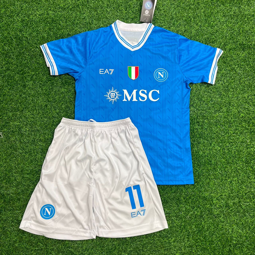 Kevin de Bruyne Napoli Home Home Blue New Football Jersey Kinder – Front View