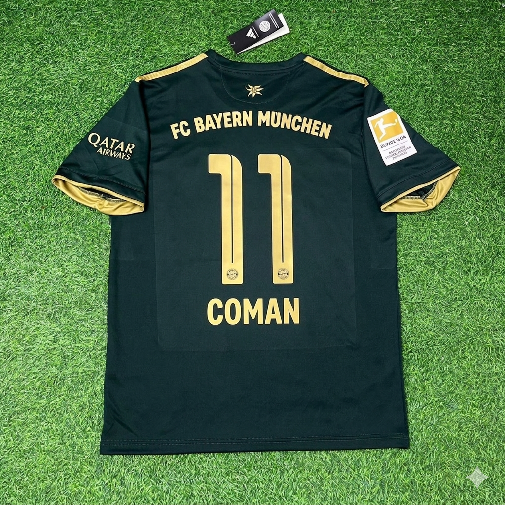 2021/22 Kingsley Coman Bayern Munich Oktoberfest Green Special Edition Football Jersey – Back View