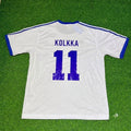 Joonas Kolkka Finland Home Retro Football Shirt Jalkapallopaita – Back View