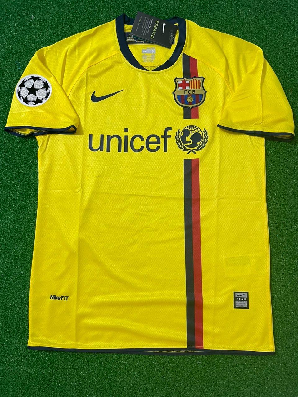 Lionel Messi 2008-09 Barcelona Yellow Retro Jersey – Front View