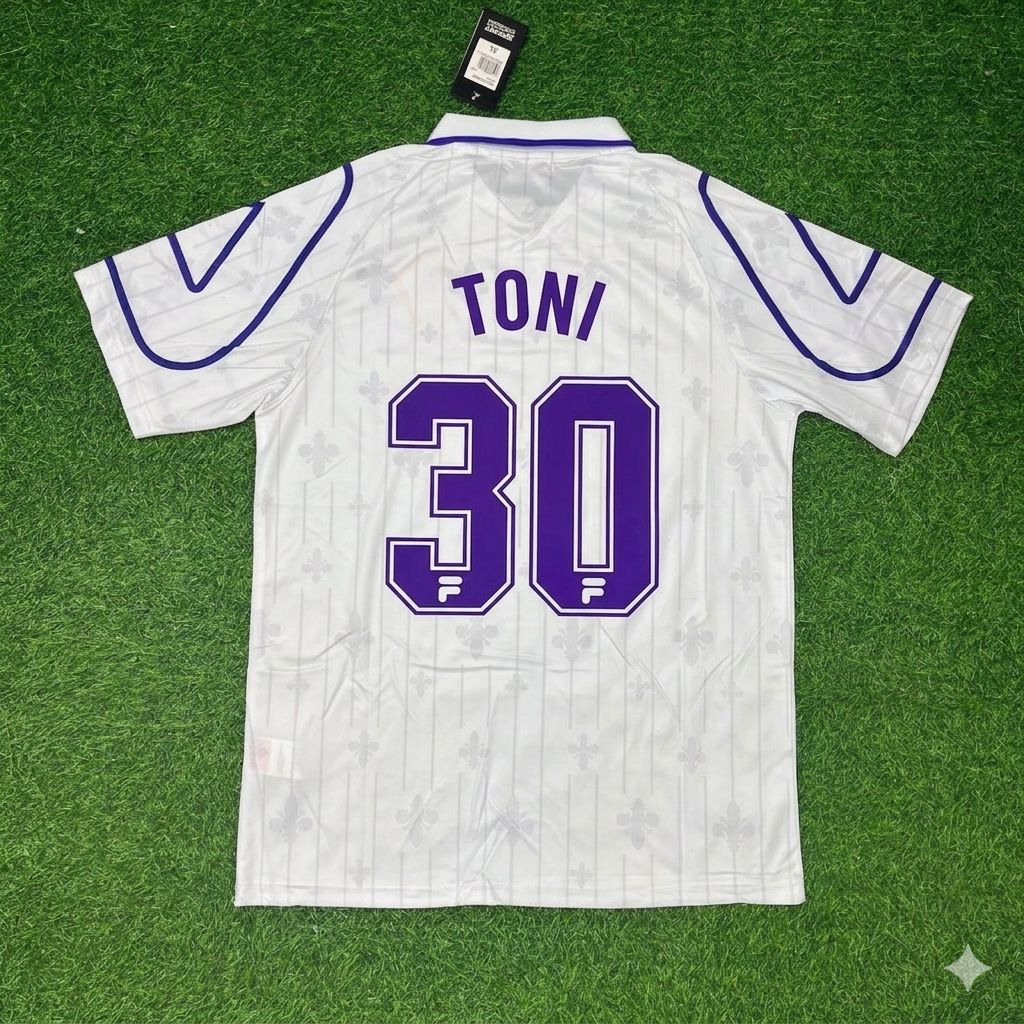 Luca Toni Fiorentina White Retro Football Jersey – Back View