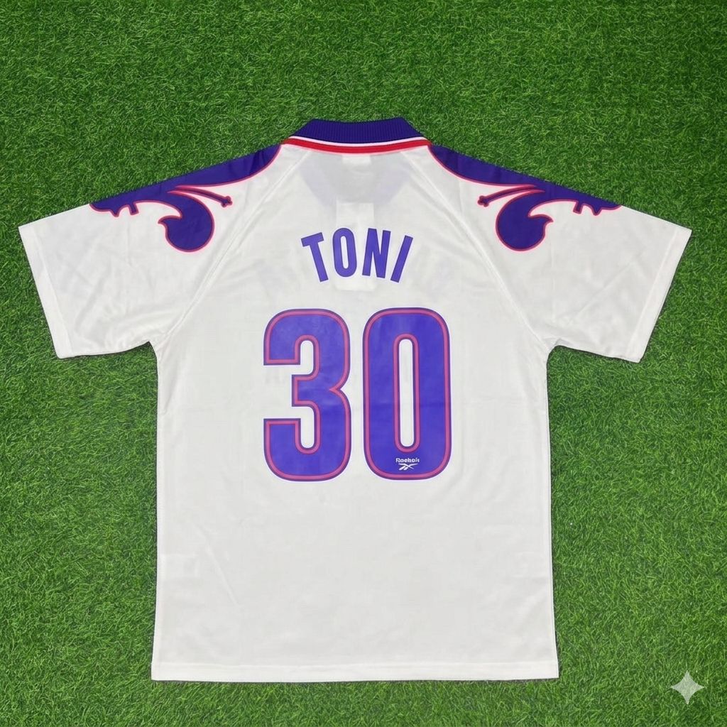 Luca Toni Fiorentina Retro White Football Jersey – Back View