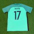 Luis Nani Portugal EURO 2016 Green Retro Football Jersey – Back View