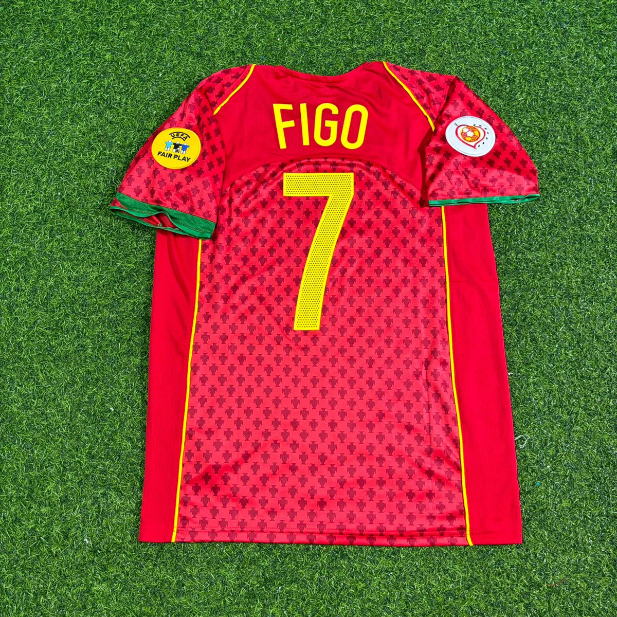 2004 Portugal EURO Luis Figo Retro Home Red Football Jersey – Detailed View