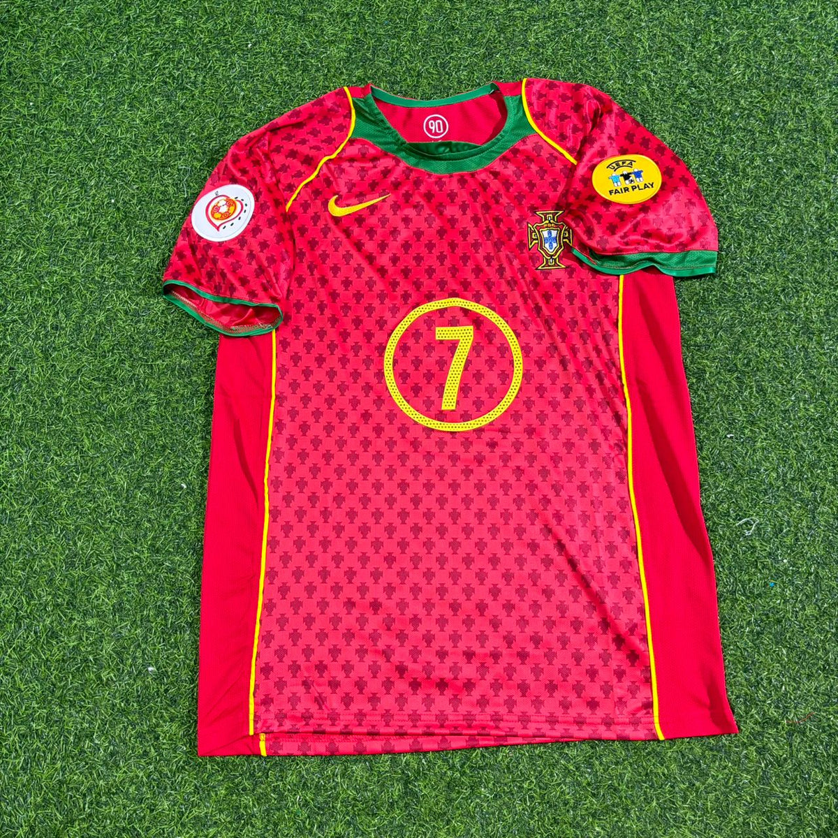 2004 Portugal EURO Luis Figo Retro Home Red Football Jersey – 4