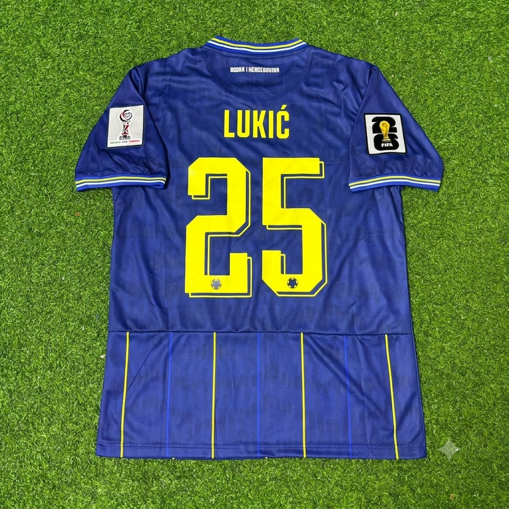 Jovo Lukic Bosnia and Herzegovina 2026 World Cup Blue Football Jersey – Back View
