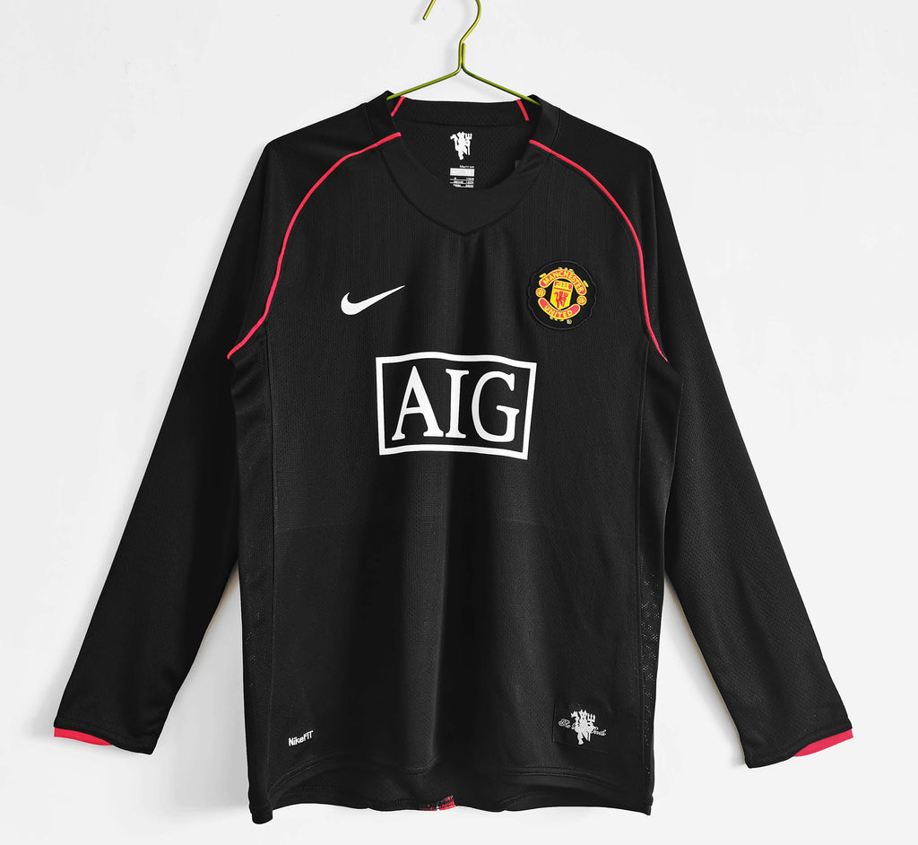 Manchester United 2007-2008 Season Red Away Retro Long Sleeve Football Jersey Trikot Maillot