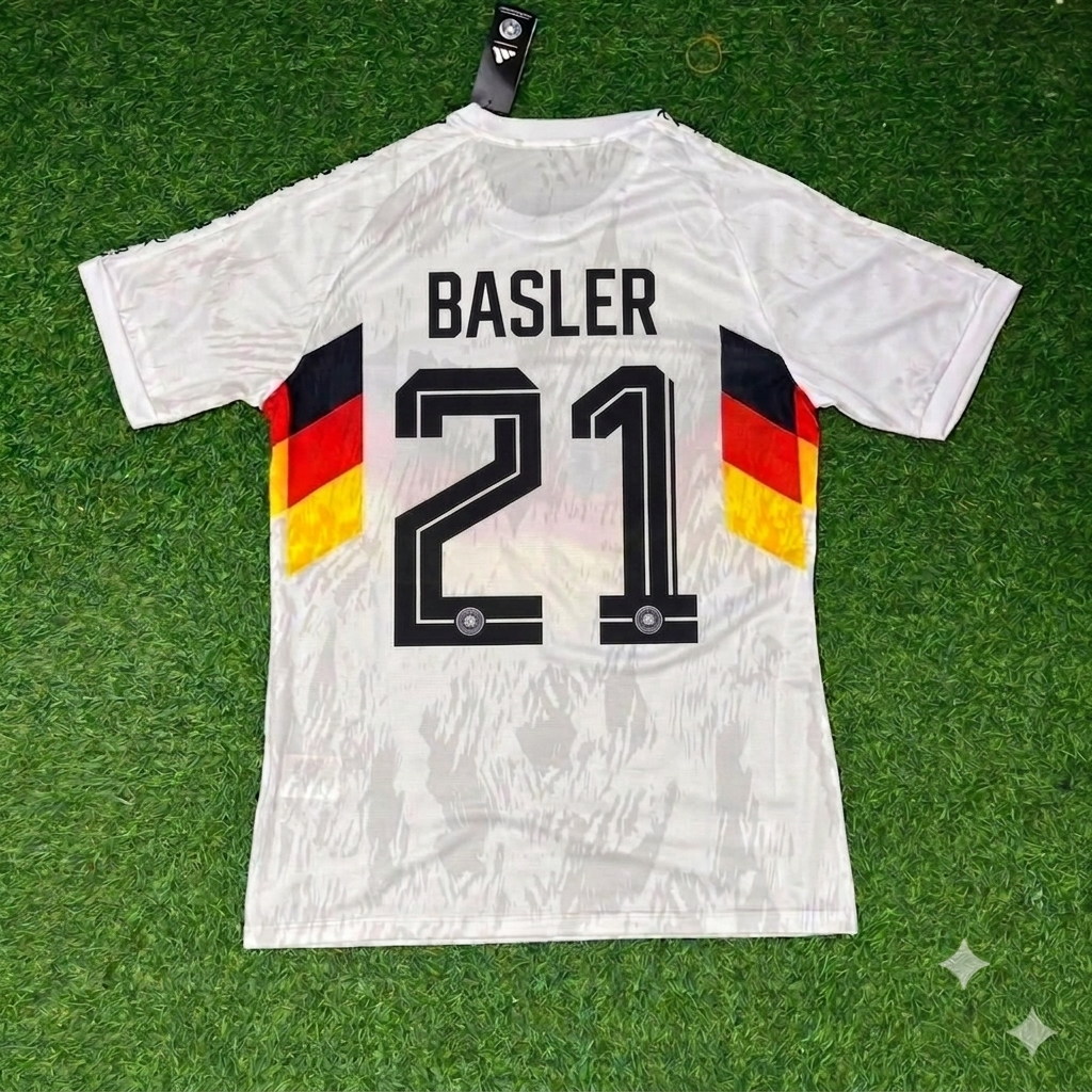 Mario Basler #21 Germany Deutschland Special Edition Football Jersey – Back View