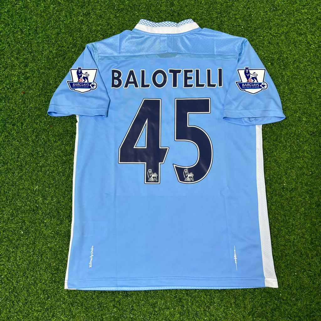 Manchester City 2011/12 Home Kit Blue Retro Jersey Jersey – Mario Balotelli 45 – Back View