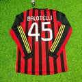AC Milan 2013/14 Long Sleeve Home Retro Football Jersey – Mario Balotelli – Back View