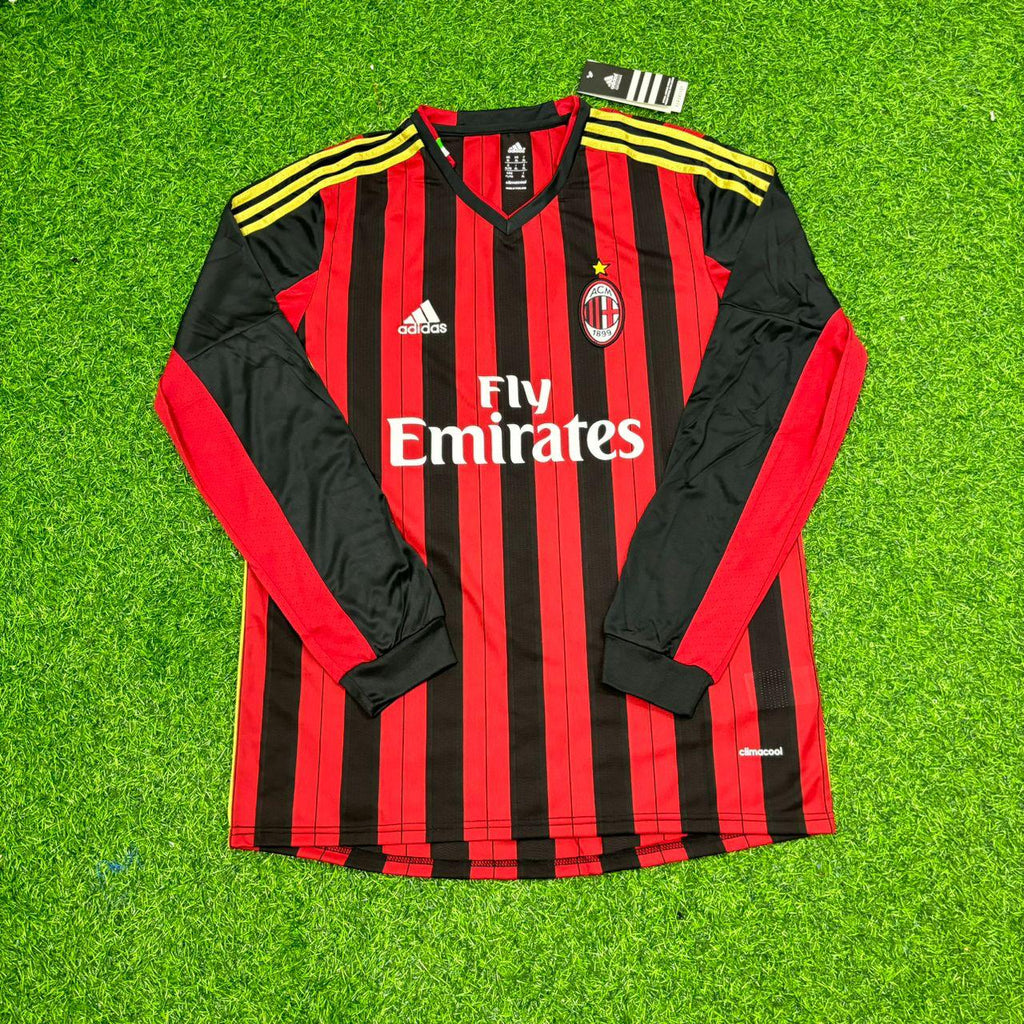 AC Milan 2013/14 Long Sleeve Home Retro Football Jersey – Mario Balotelli – Front View