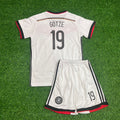 2014 Germany World Cup Mario Gotze - Deutschland White Retro Kids Football Jersey – Back View