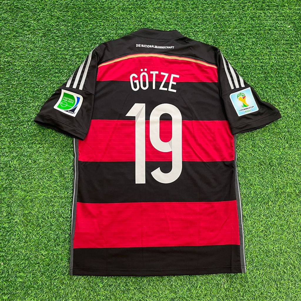Mario Götze Germany Deutschland 2014 Brazil World Cup Final Black Red Retro Jersey – Back View