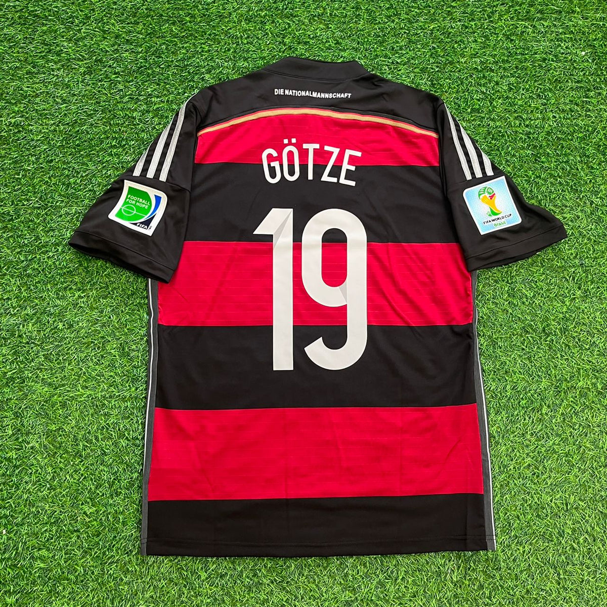 Mario Götze Germany Deutschland 2014 Brazil World Cup Final Black Red Retro Jersey – Back View