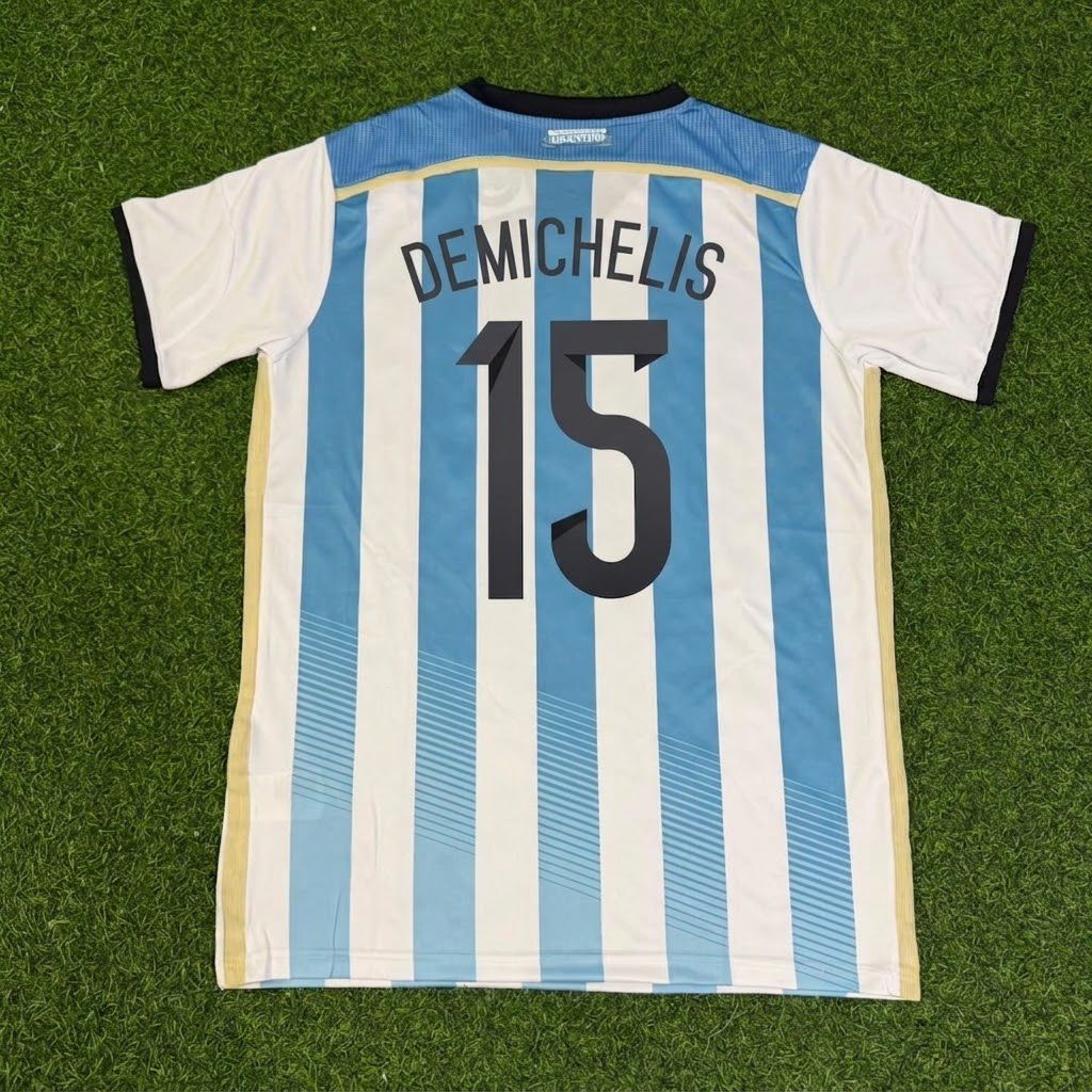 Martin Demichelis Argentina 2014 World Cup Home Retro Jersey – Back View