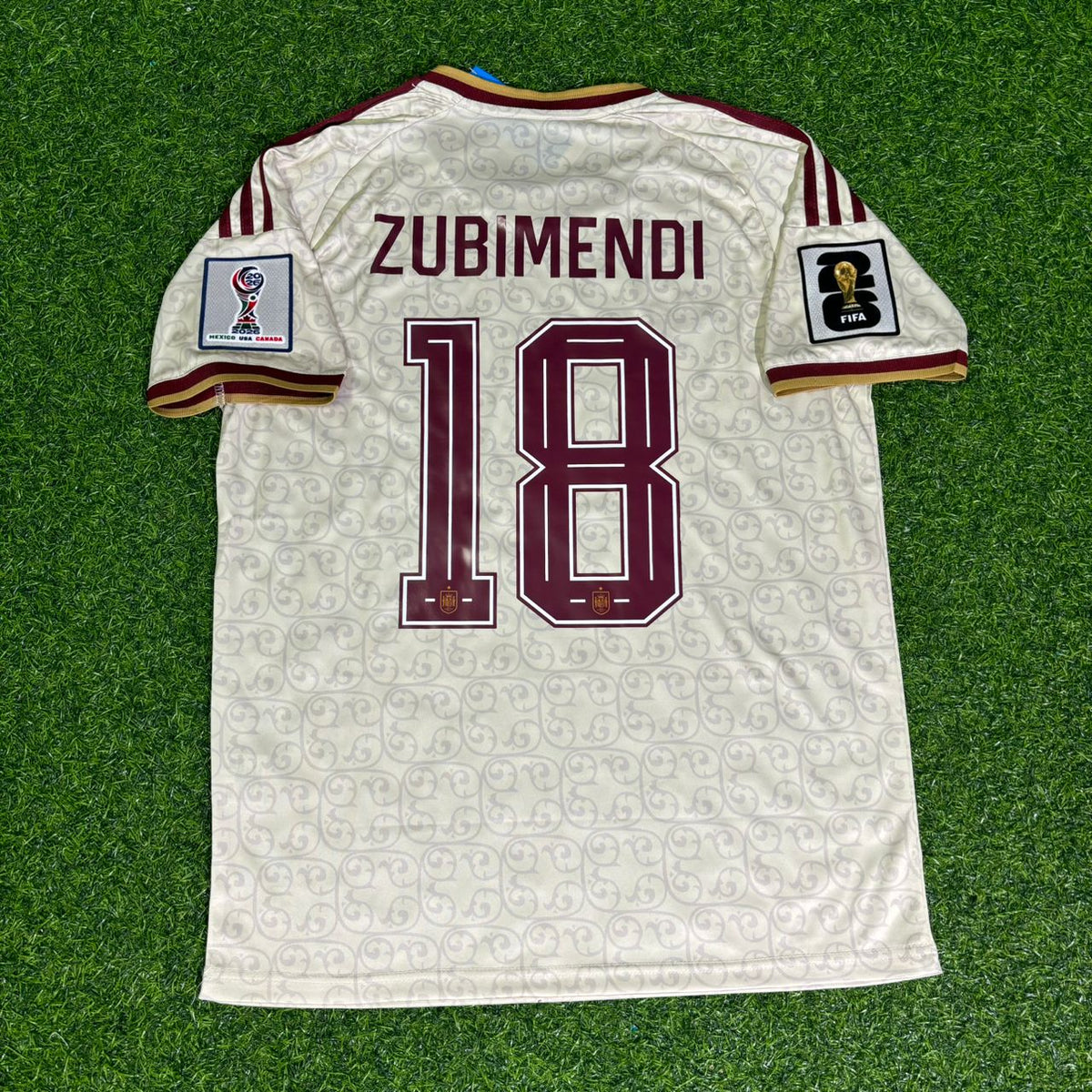 Spain 2026 World Cup Away Kids Football Jersey – Martin Zubimendi 18- – Back View