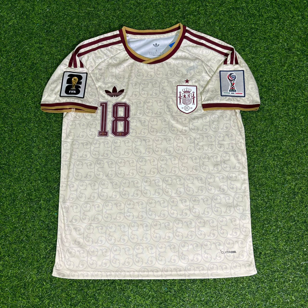 Spain 2026 World Cup Away Kids Football Jersey – Martin Zubimendi 18- – Front View