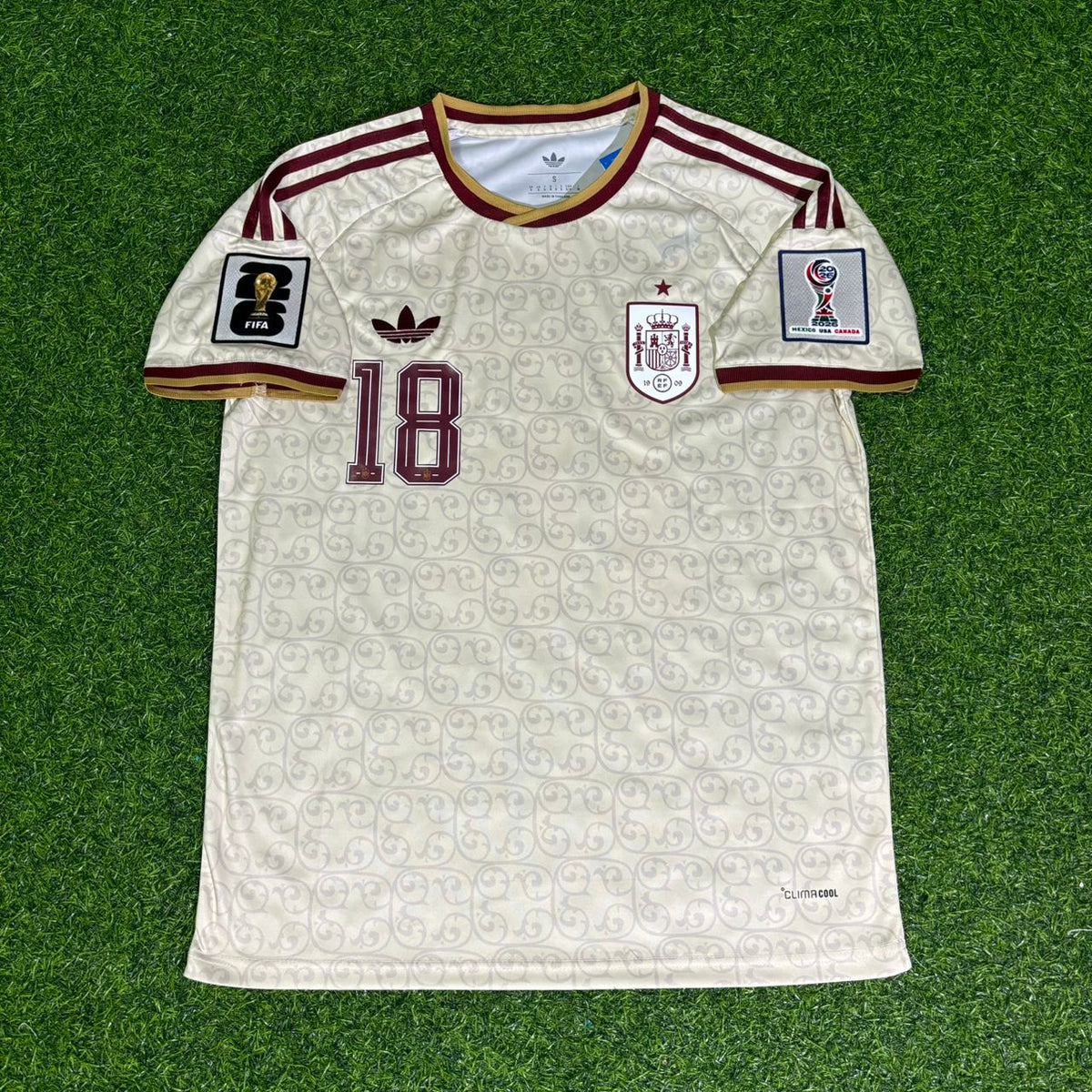 Spain 2026 World Cup Away Kids Football Jersey – Martin Zubimendi 18- – Front View