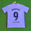 Memphis Depay #9 Barcelona 2021-22 Season Retro Jersey – Back View
