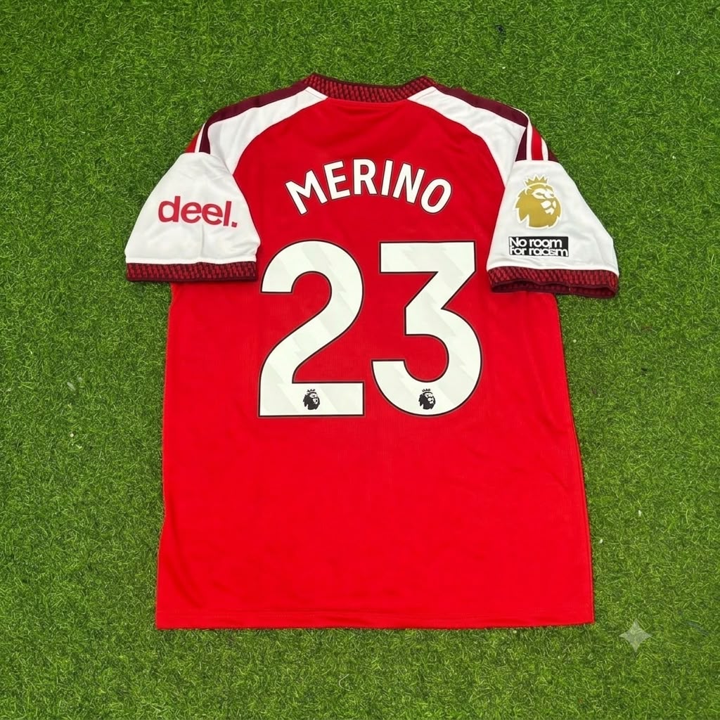2027 Mikel Merino Arsenal Home Football Jersey Soccer – Back View