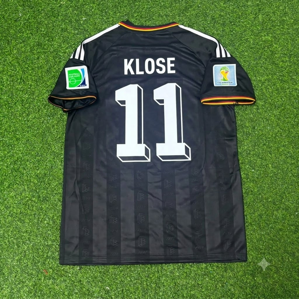Miroslav Klose Germany 2014 World Cup Special Edition Black Retro Football Jersey – Back View