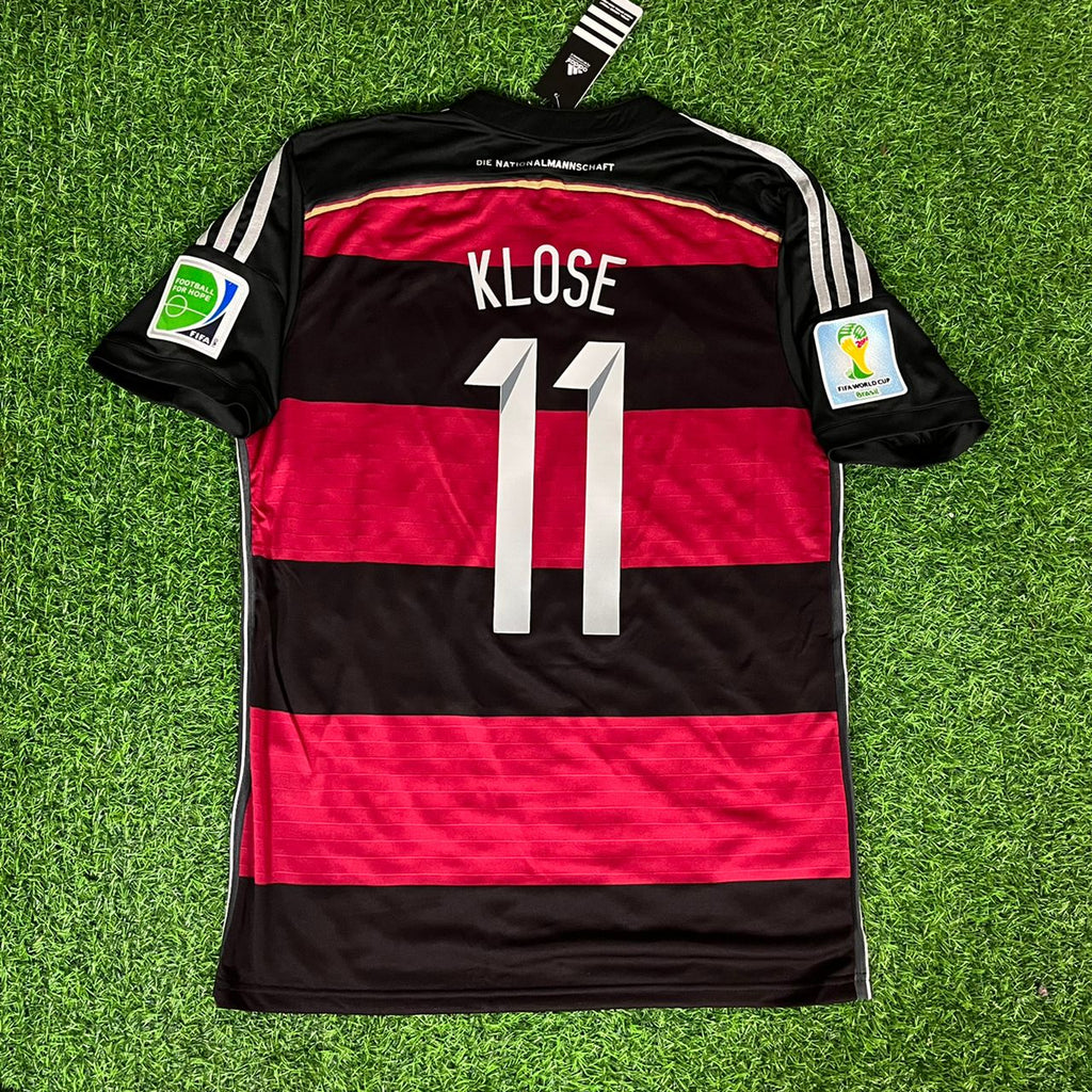 2014 Germany World Cup Miroslav Klose Deutschland Black Red Retro Football Jersey – Back View