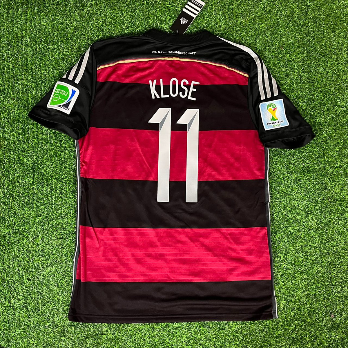 2014 Germany World Cup Miroslav Klose Deutschland Black Red Retro Football Jersey – Back View