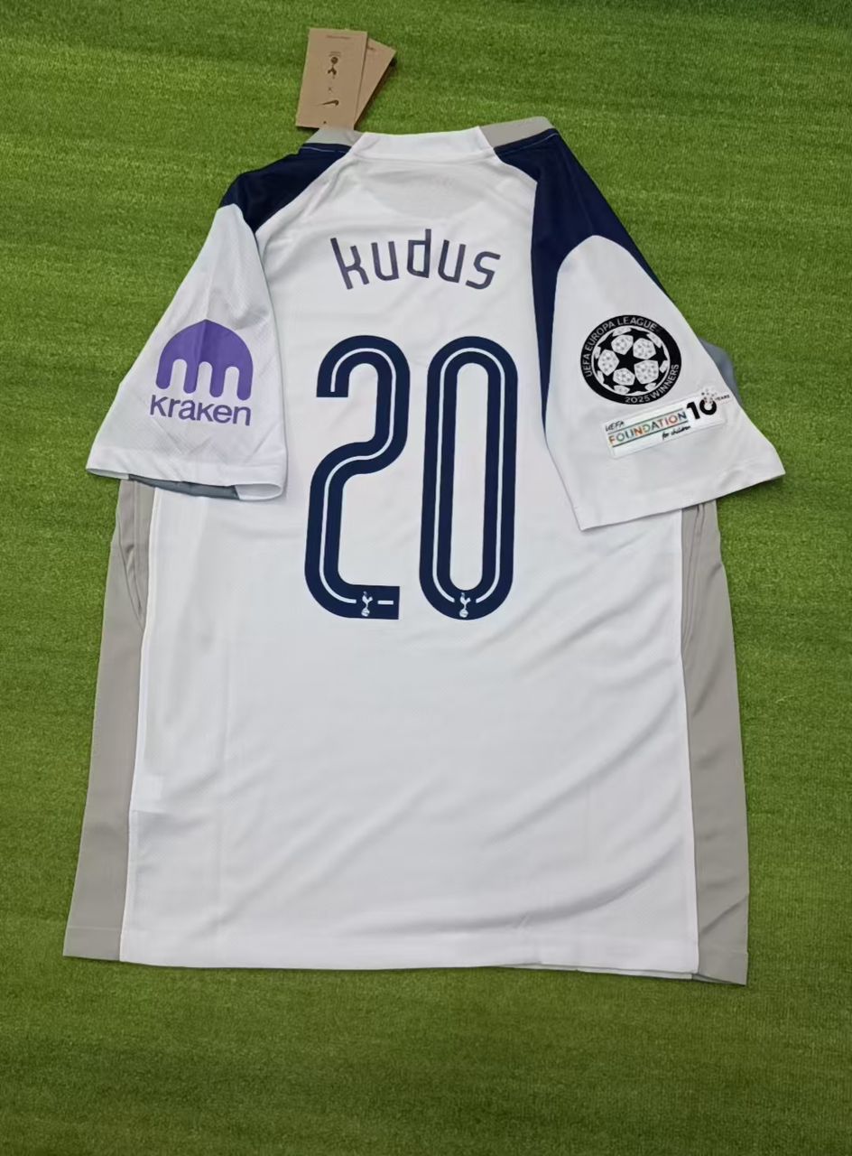 2026 Mohammed Kudus Tottenham Home white Football Jersey Camisate – Back View