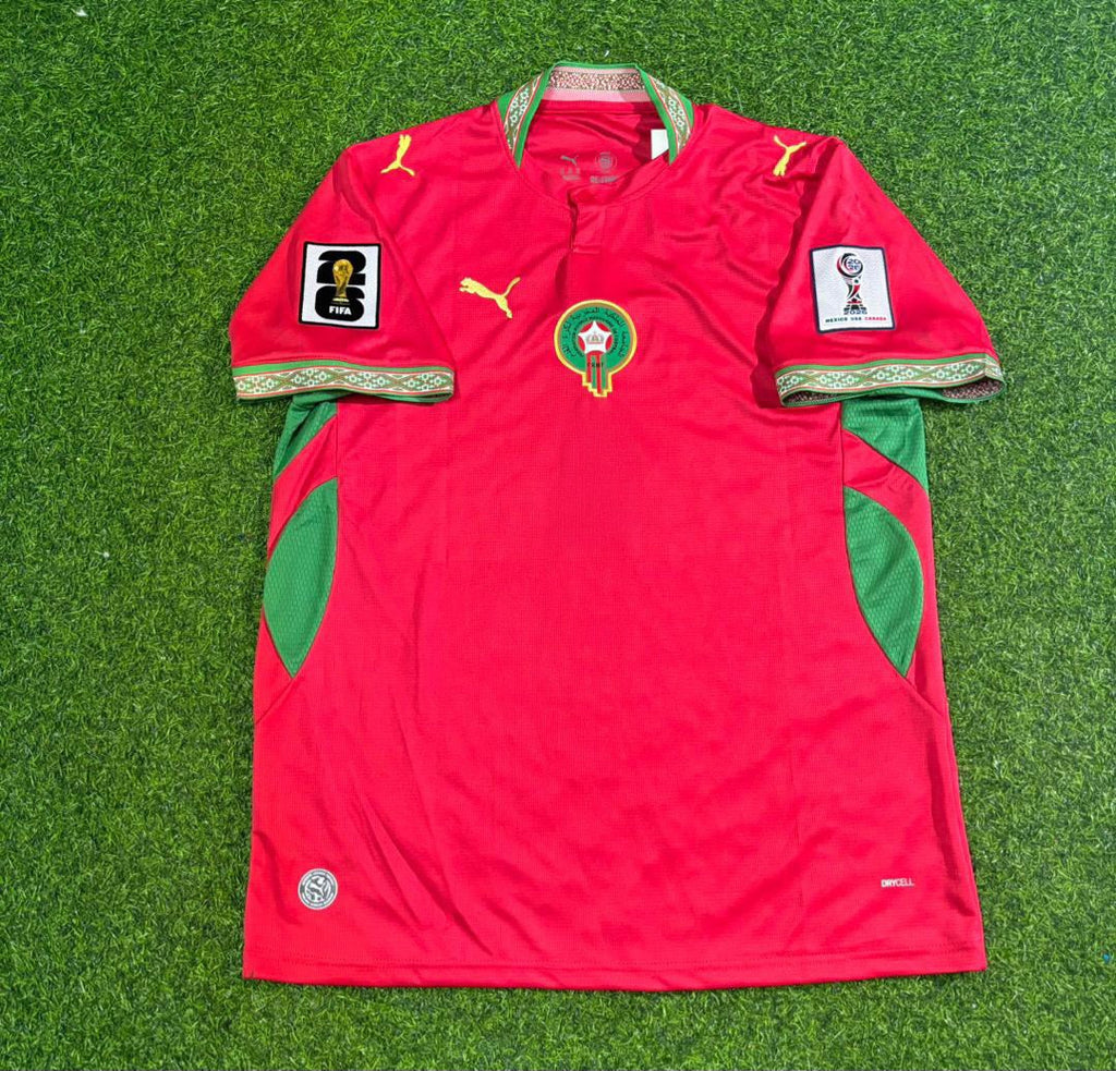 Gessime Yassine Morocco 2026 World Cup Home Red Football Jersey – Front View