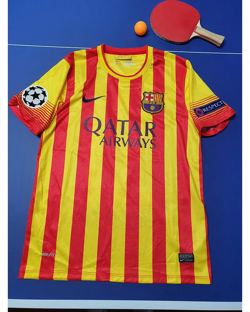 2013/14 Alexis Sanchez 9 - Barcelona Yellow Red Retro Football Jersey – Front View