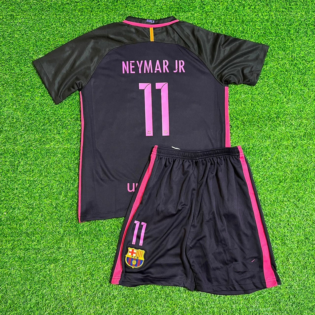 Neymar Jr Barcelona 2014/15 Retro Black Pink Kids Jersey Soccer KinderTrikot – Back View