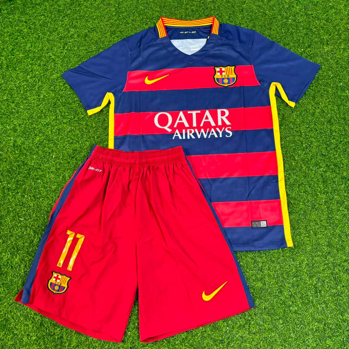 Neymar Jr Barcelona 2015/16 Retro Black Pink Kids Jersey Soccer KinderTrikot – Front View