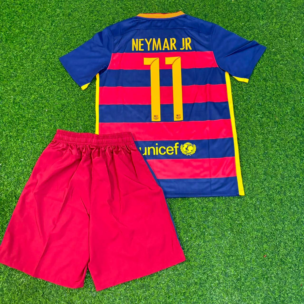 Neymar Jr Barcelona 2015/16 Retro Black Pink Kids Jersey Soccer KinderTrikot – Back View