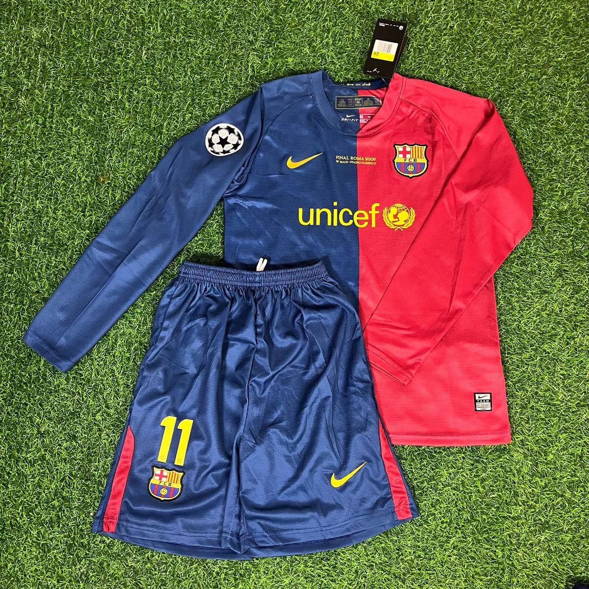 Neymar Jr Barcelona Retro Home Kids Kit Football Jersey for Children – Front View