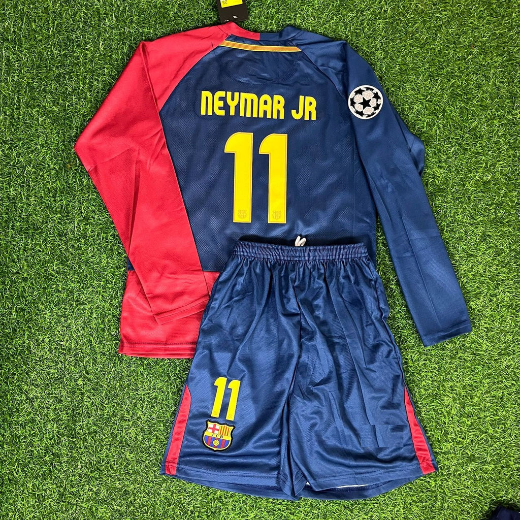 Neymar Jr Barcelona Retro Home Kids Kit Football Jersey for Children – Back View