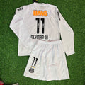 Neymar Jr Santos FC 2013 White Long Sleeve Kids Retro Football Jersey Set – Back View