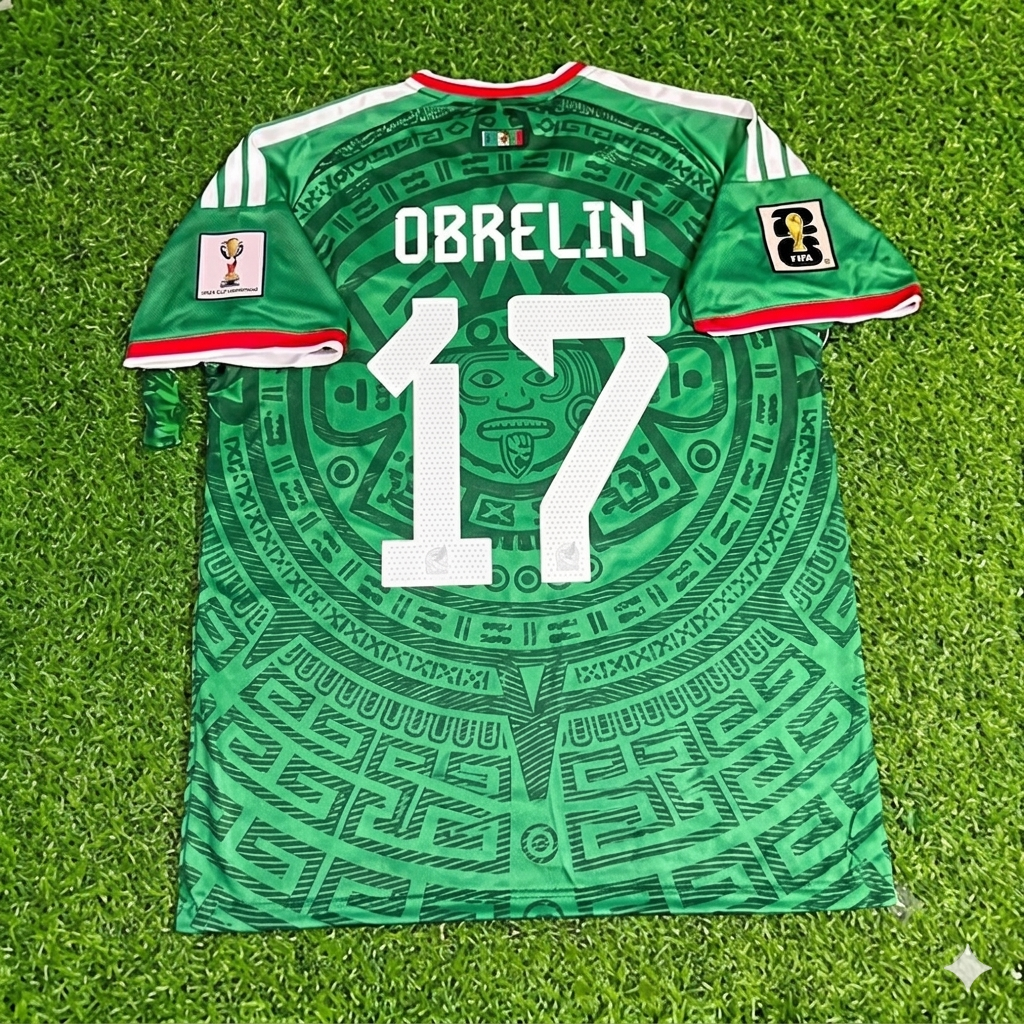 Obrelin Pineda Mexico 2026 World Cup Home Green Football Jersey – Back View