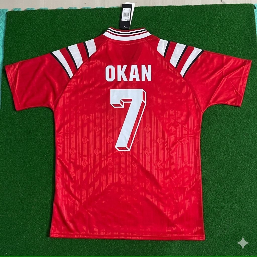 Okan Buruk Türkiye Turkey Red Nostalgic Retro Football Jersey – Back View
