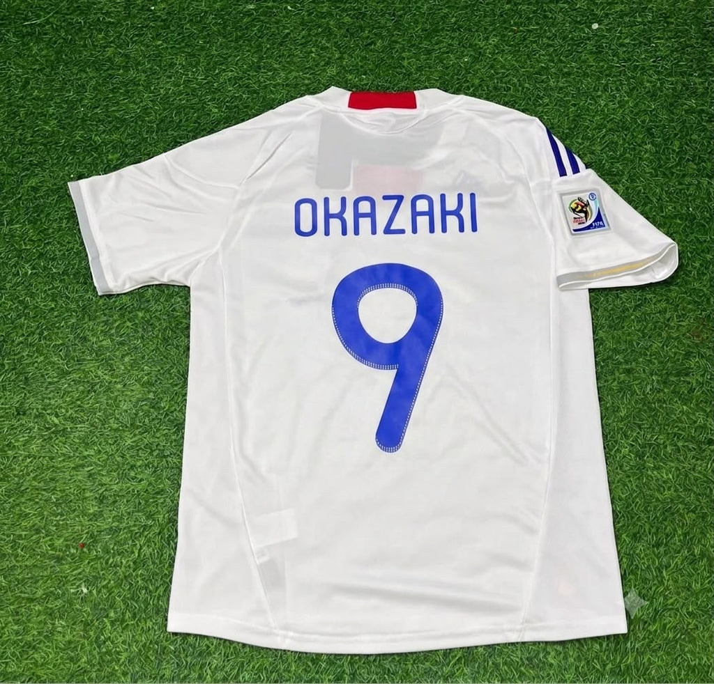 2010 Japan World Cup Shinji Okazaki White Retro Football Jersey – Back View