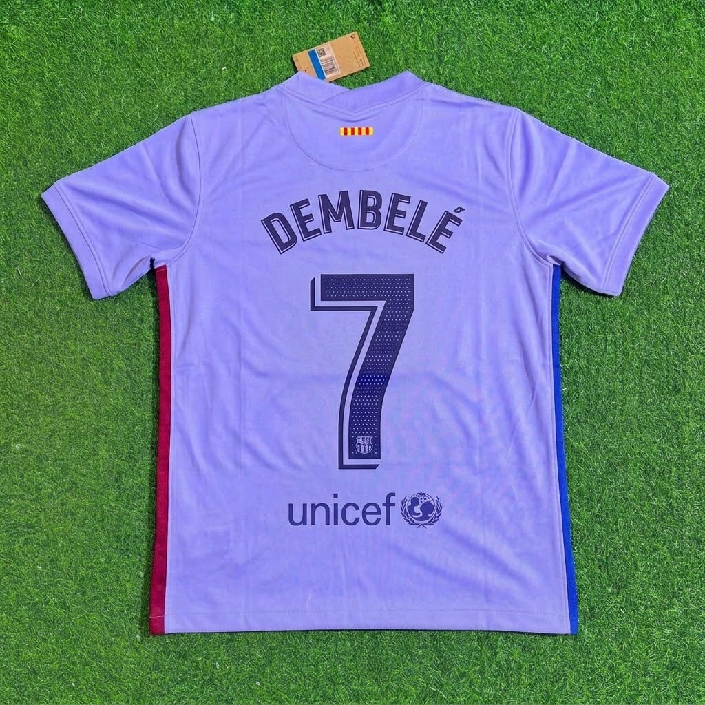 Ousmane Dembele #7 Barcelona 2021-22 Season Retro Jersey – Back View