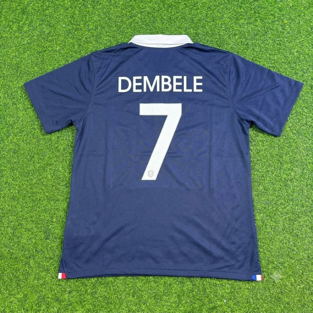 Ousmane Dembele #7 France Retro Football Jersey – Back View