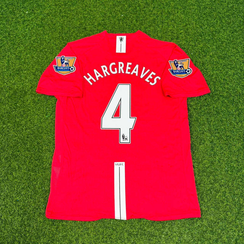 Manchester United 2007 2008 EPL Retro Red Jersey – Owen Hargreaves – Back View