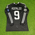 Cristiano Ronaldo 2009-2010 Debut Number 9 Black Retro Football Soccer Jersey Kit – Back View