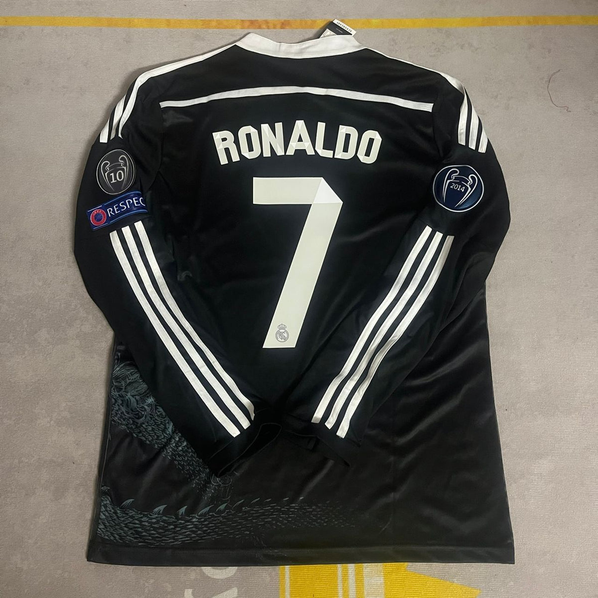 Cristiano Ronaldo 2014 Black Dragon Long Sleeve Retro Jersey – Back View