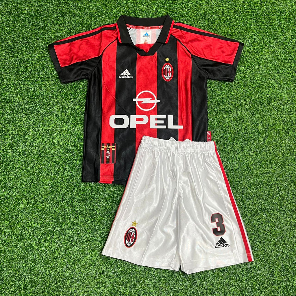 Paolo Maldini AC Milan 1998 1999 Retro Kids Soccer Jersey Kinder – Front View